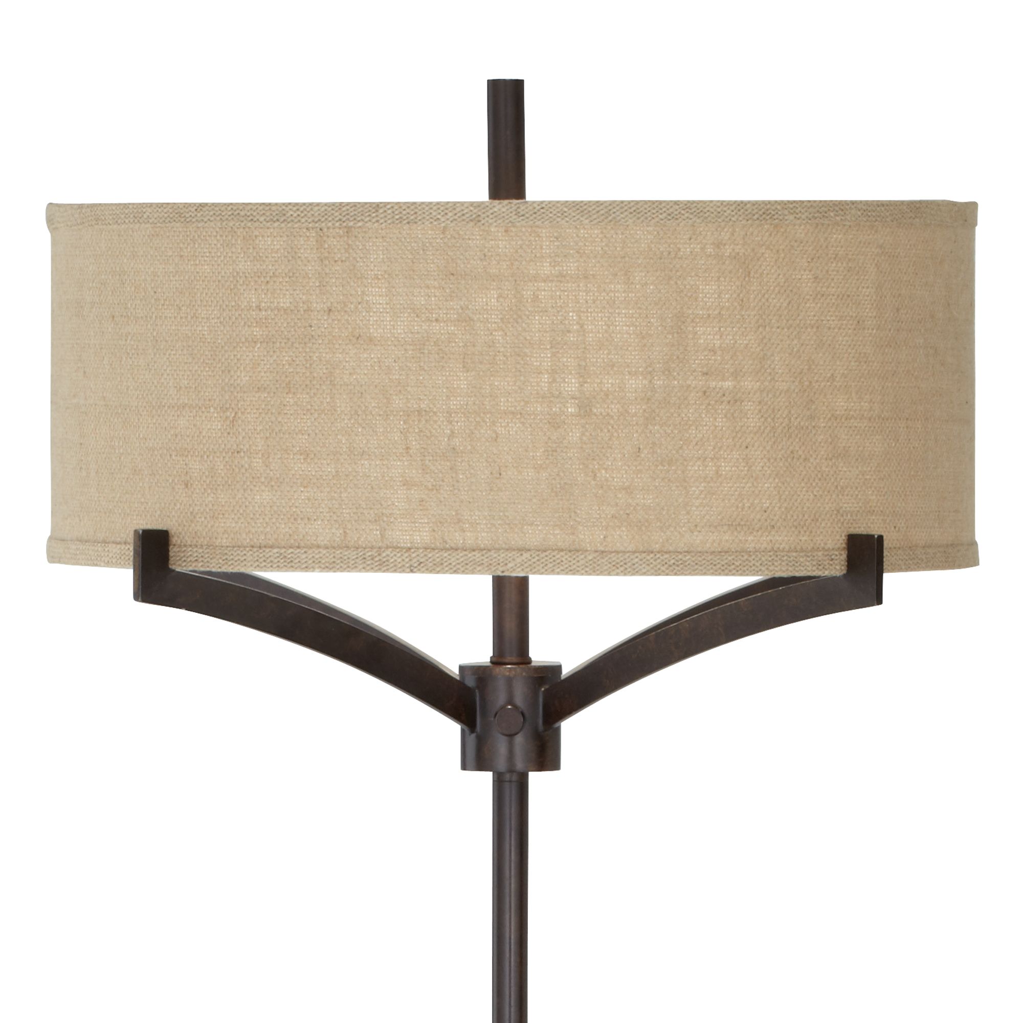 franklin iron works tremont floor lamp with burlap shade