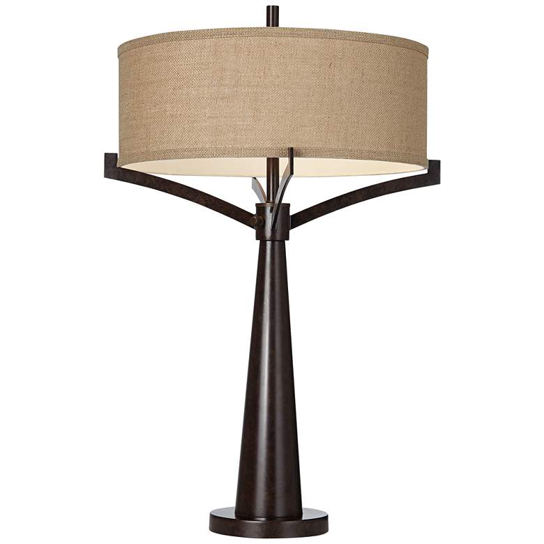 Image 7 Franklin Iron Works Tremont Industrial Bronze Lamp with Table Top Dimmer more views