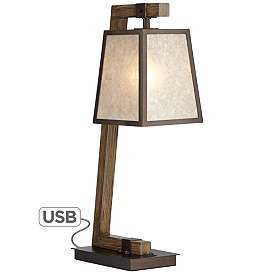 Image2 of Franklin Iron Works Tribeca Mica Shade Metal Table Lamp with USB Port