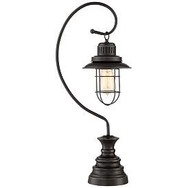 Image3 of Franklin Iron Works Ulysses 28" Bronze Industrial Lantern Lamp