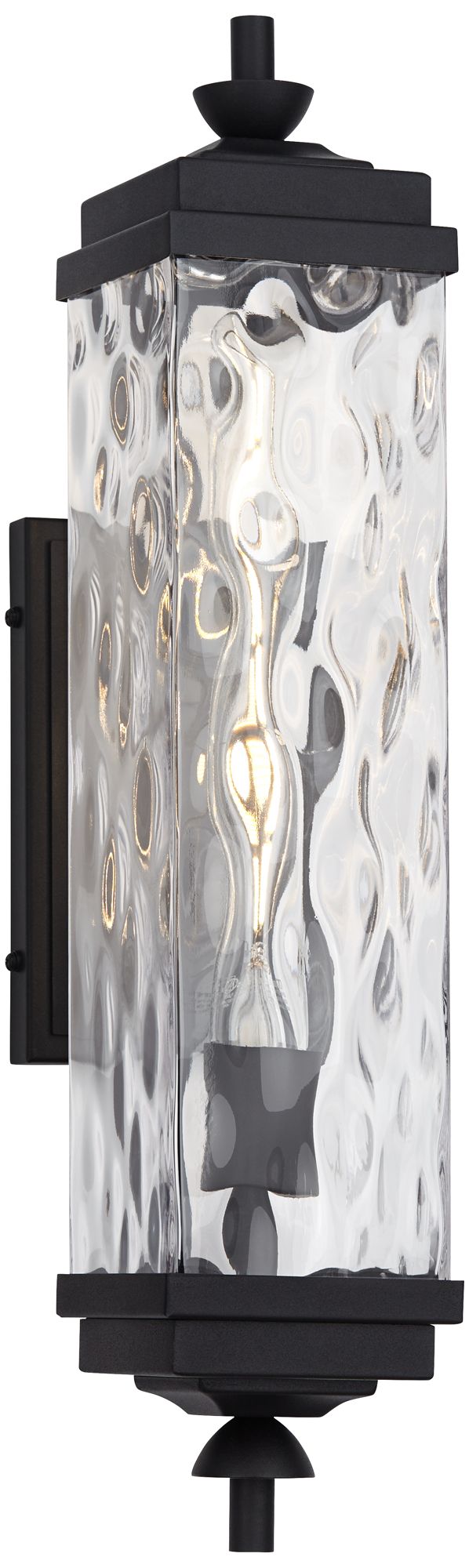 Image 3 Franklin Iron Works Valentino 22" Black/Water Glass Outdoor Wall Light