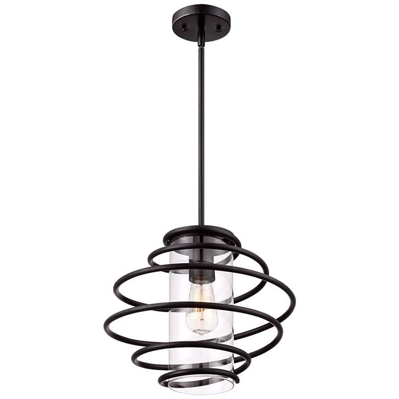 Image 4 Franklin Iron Works Vansbro 14 1/2 inch Wide Black Spiral Pendant Light more views