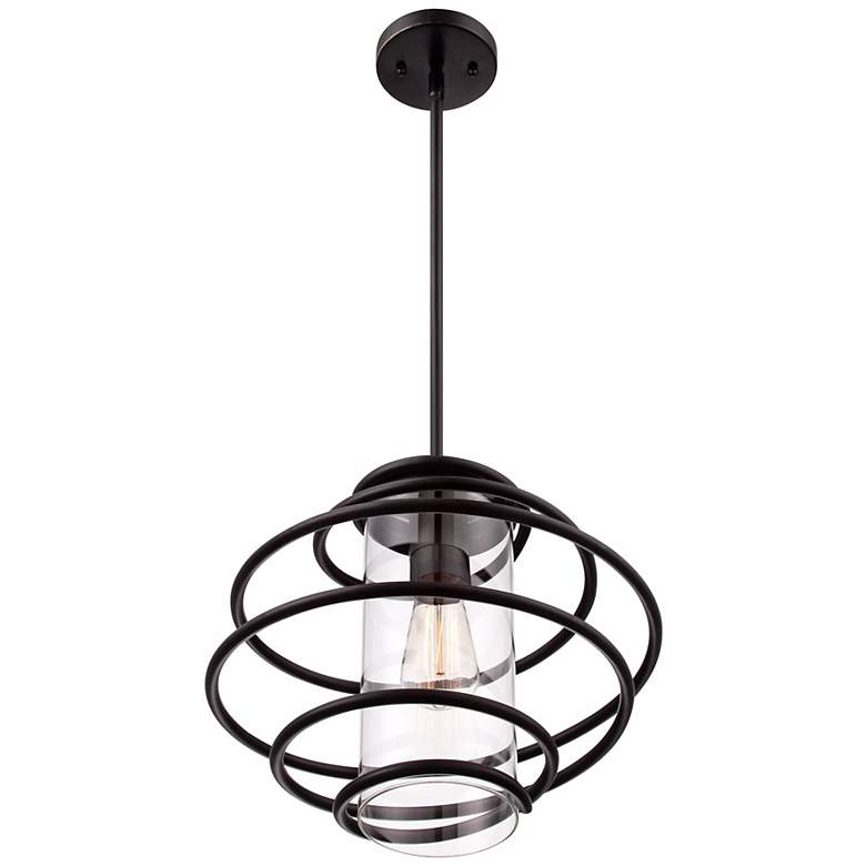 Image 5 Franklin Iron Works Vansbro 14 1/2 inch Wide Black Spiral Pendant Light more views