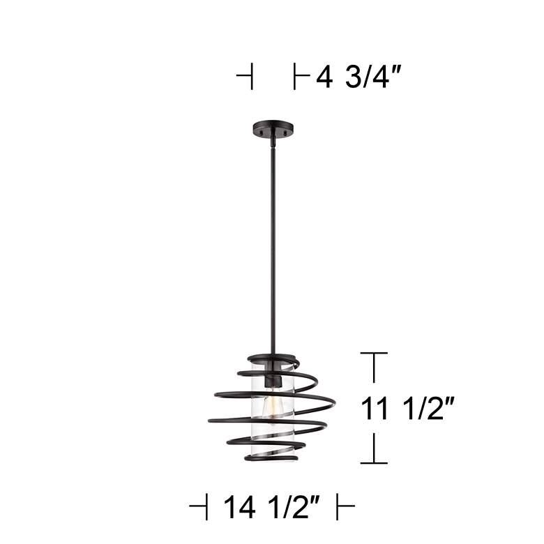 Image 6 Franklin Iron Works Vansbro 14 1/2" Wide Black Spiral Pendant Light more views