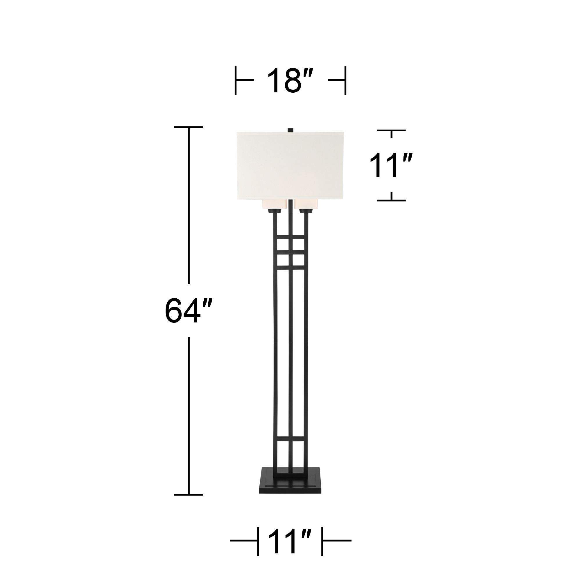 Franklin Iron Works Ventano 64" High 2-Light Matte Black Floor Lamp