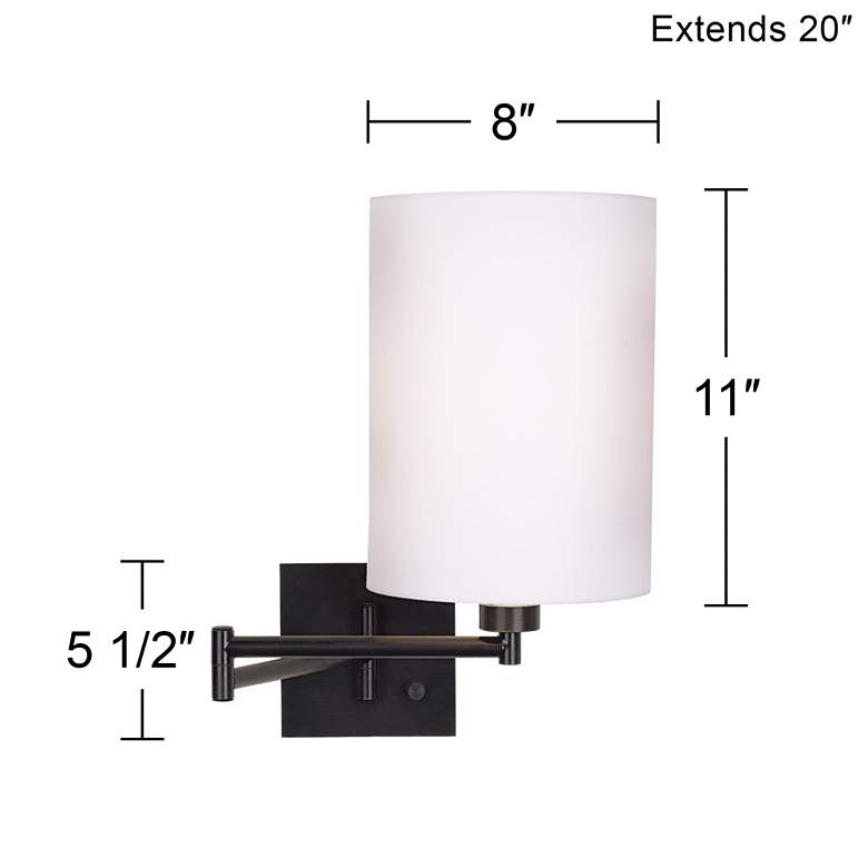 Image 3 Franklin Iron Works White Cylinder and Espresso Plug-In Swing Arm Wall Lamp more views