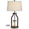 Franklin Iron Works Will Bronze Table Lamp with USB and LED Night Light