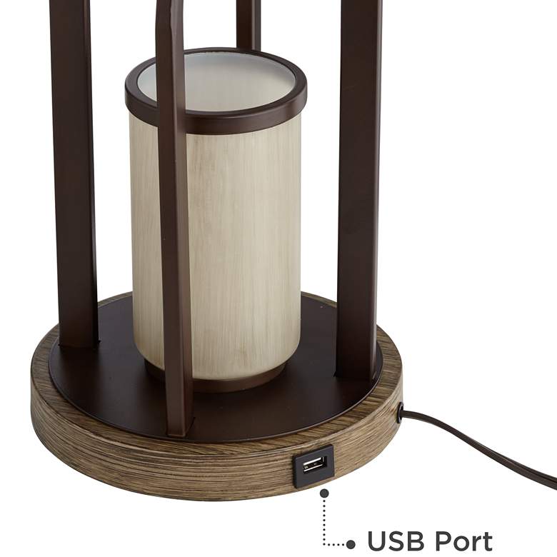 Image 5 Franklin Iron Works Will Bronze Table Lamp with USB and LED Night Light more views