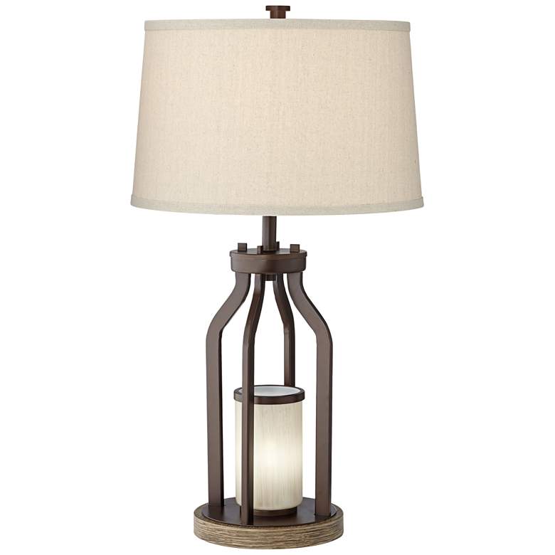 Image 7 Franklin Iron Works Will Bronze Table Lamp with USB and LED Night Light more views