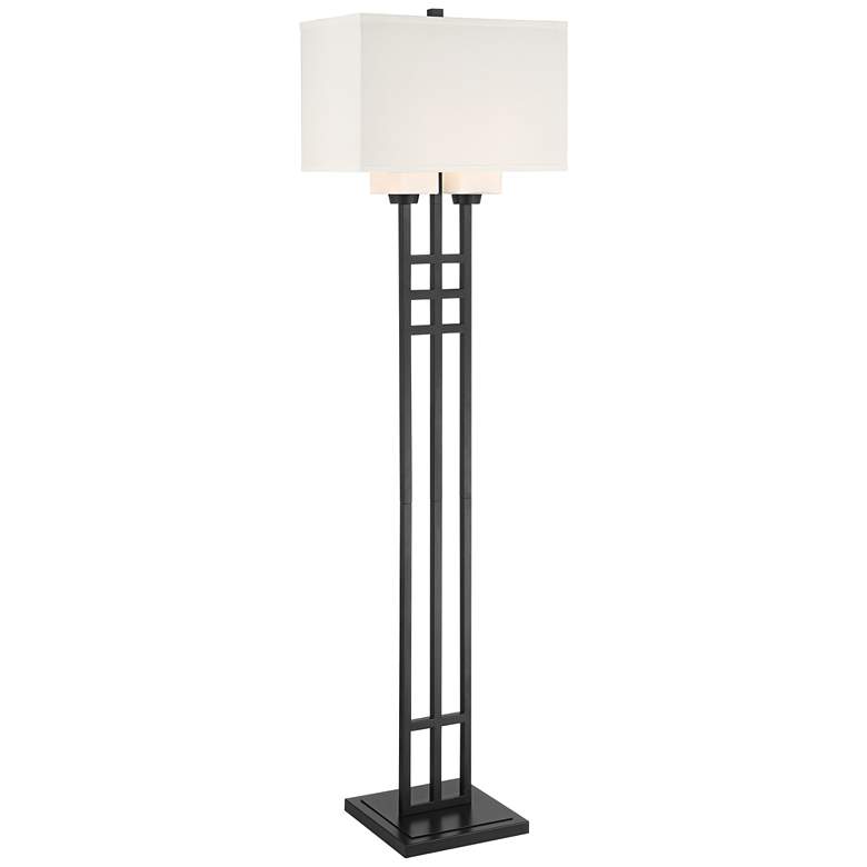 Image 2 Franklin Iron Works Winslow 64 inch High 2-Light Matte Black Floor Lamp