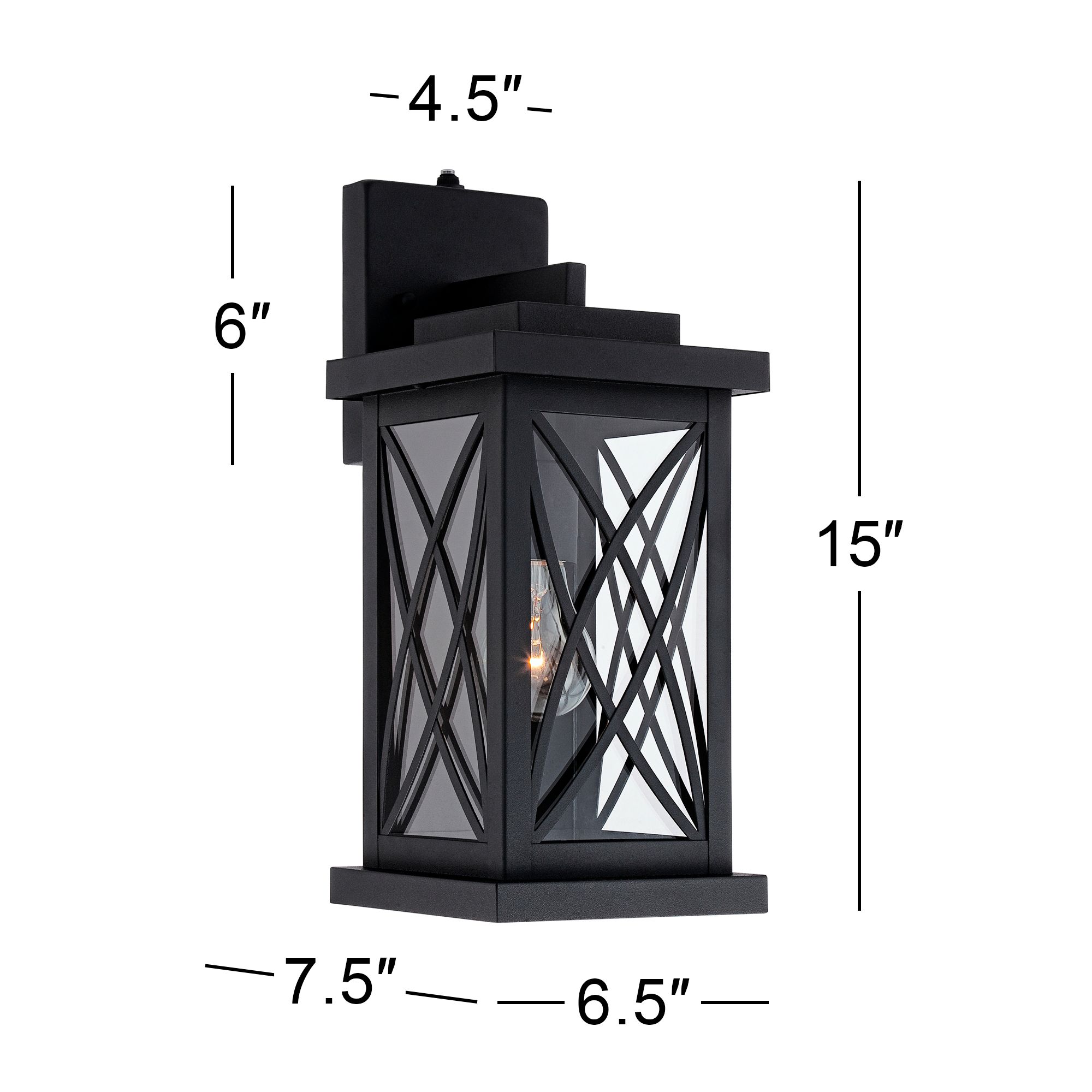 Franklin Iron Works Woodland Park 15" Black Dusk to Dawn Outdoor Light in scene