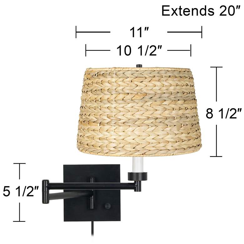 Image 5 Franklin Iron Works Woven Seagrass Espresso Plug-In Swing Arm Wall Lamp more views