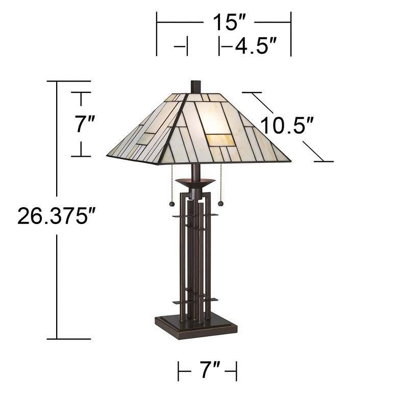 Image 7 Franklin Iron Works Wrought Iron Tiffany-Style Table Lamp with Dimmer more views