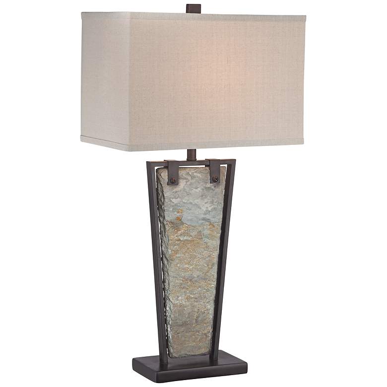 Image 3 Franklin Iron Works Zion 30 inch High Tapered Slate Table Lamp