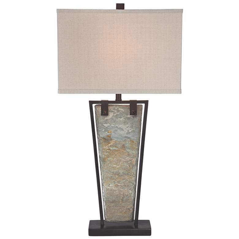 Image 7 Franklin Iron Works Zion 30 inch Slate and Bronze Table Lamps Set of 2 more views