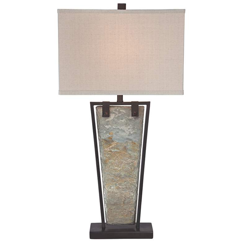 Image 7 Franklin Iron Works Zion 30" Slate and Bronze Table Lamps Set of 2 more views