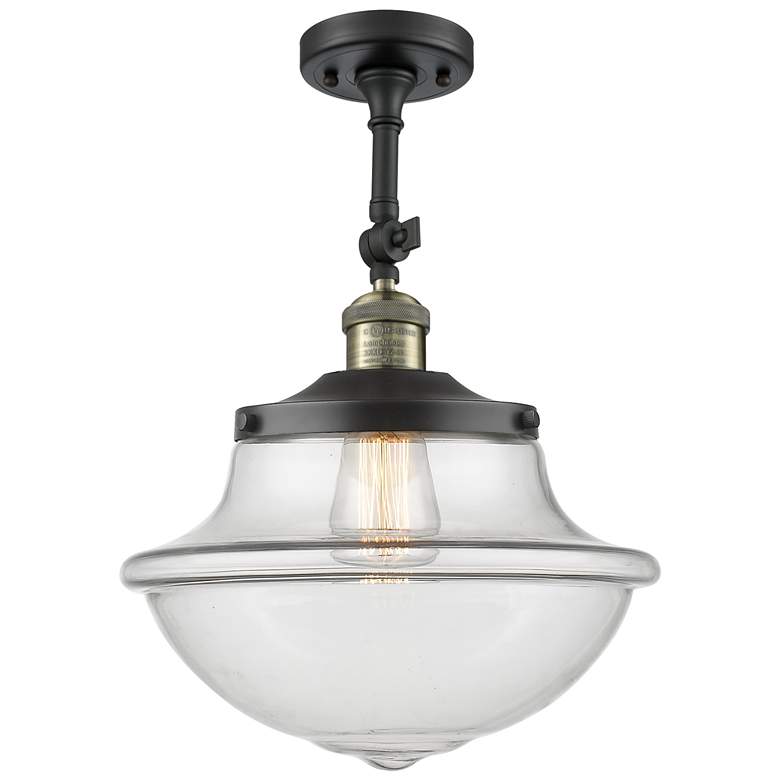 Image 1 Franklin Large Oxford 12" Black Brass Adjustable Semi Flush w/ Clear S