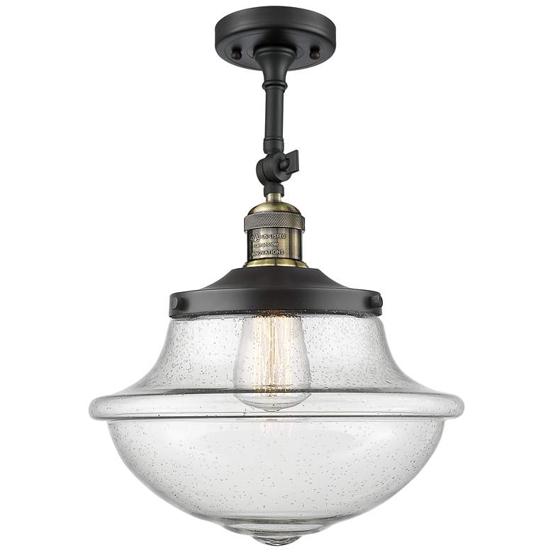 Image 1 Franklin Large Oxford 12" Black Brass Adjustable Semi Flush w/ Seedy S