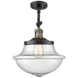 Franklin Large Oxford 12" Black Brass Adjustable Semi Flush w/ Seedy S