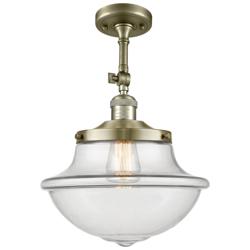 Franklin Large Oxford 12" Brass Adjustable Semi Flush w/ Clear Shade