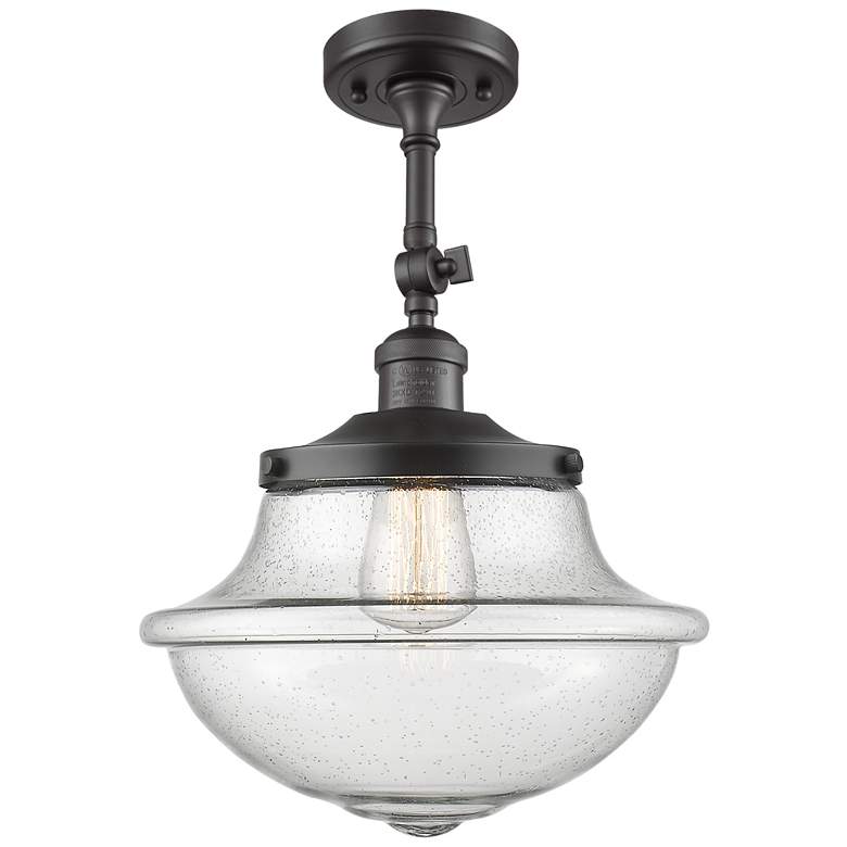 Image 1 Franklin Large Oxford 12" Bronze Adjustable Semi Flush w/ Seedy Shade