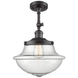 Franklin Large Oxford 12" Bronze Adjustable Semi Flush w/ Seedy Shade