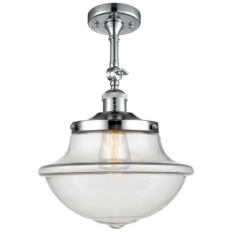 Image 1 Franklin Large Oxford 12" Chrome Adjustable Semi Flush w/ Clear Shade