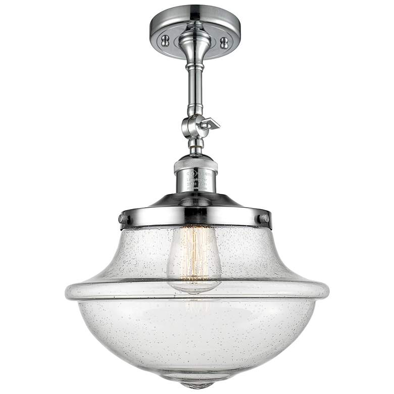 Image 1 Franklin Large Oxford 12 inch Chrome Adjustable Semi Flush w/ Seedy Shade