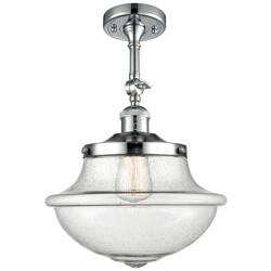 Franklin Large Oxford 12" Chrome Adjustable Semi Flush w/ Seedy Shade