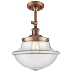 Franklin Large Oxford 12" Copper Adjustable Semi Flush w/ Clear Shade