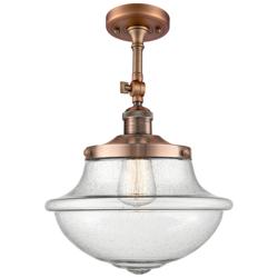 Franklin Large Oxford 12" Copper Adjustable Semi Flush w/ Seedy Shade