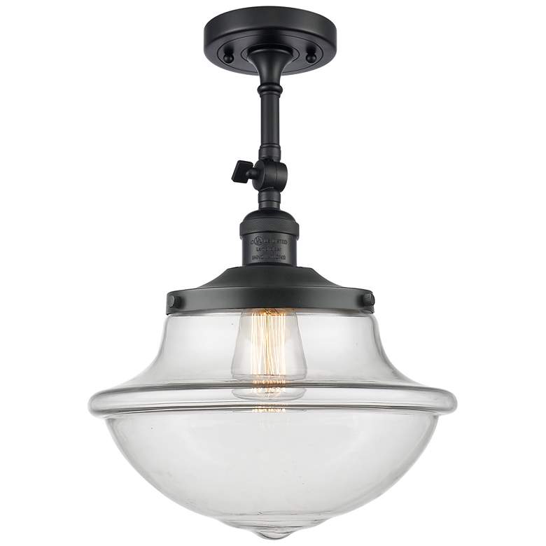 Image 1 Franklin Large Oxford 12" Matte Black Adjustable Semi Flush w/ Clear S