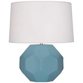 Image1 of Franklin Matte Steel Blue Glazed Ceramic Accent Table Lamp