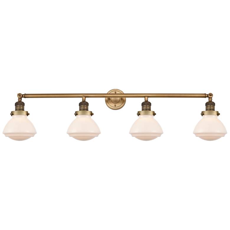 Image 1 Franklin Olean 42.75"W 4 Light Brushed Brass Bath Light w/ White Shade