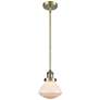 Franklin Olean 6.75"W Antique Brass Stem Hung Mini Pendant w/ White Sh