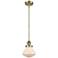 Franklin Olean 6.75"W Antique Brass Stem Hung Mini Pendant w/ White Sh