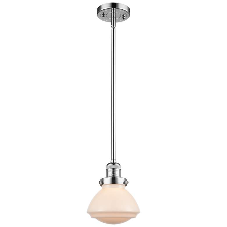 Image 1 Franklin Olean 6.75"W Polished Chrome Stem Hung Mini Pendant w/ White