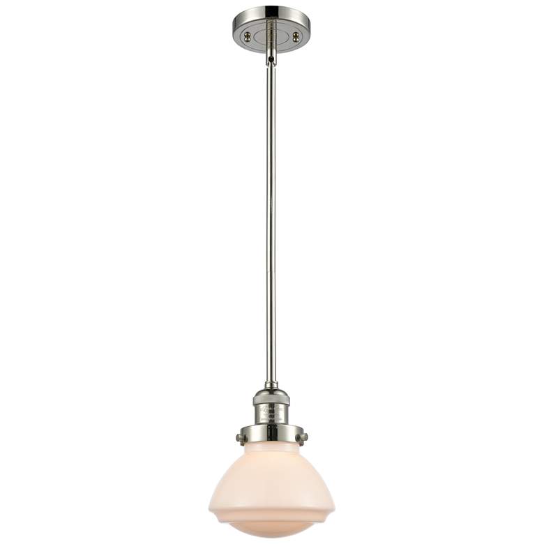 Image 1 Franklin Olean 6.75"W Polished Nickel Stem Hung Mini Pendant w/ White