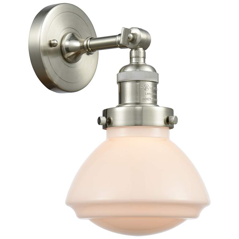 Image 1 Franklin Olean 7.75" High Brushed Satin Nickel Sconce w/ Matte White S