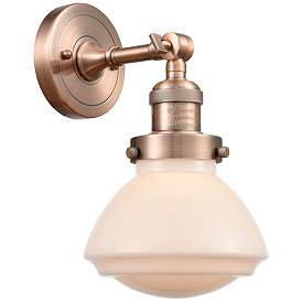 Image1 of Franklin Olean 7.75" High Copper Sconce w/ Matte White Shade