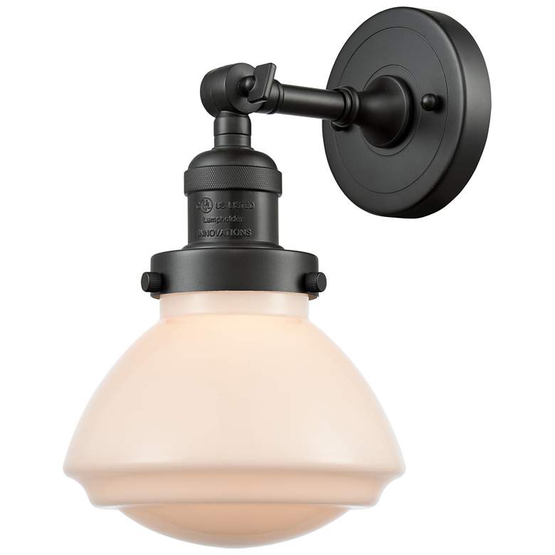 Image 1 Franklin Olean 7.75" High Oil Rubbed Bronze Sconce w/ Matte White Shad
