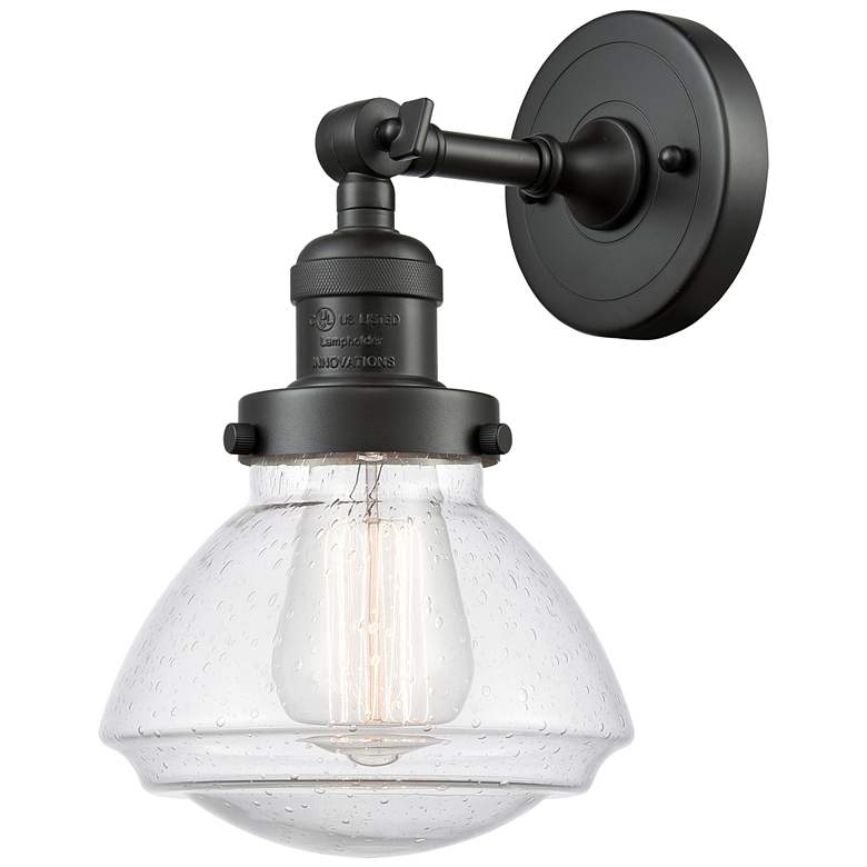 Image 1 Franklin Olean 7.75" High Oil Rubbed Bronze Sconce w/ Seedy Shade