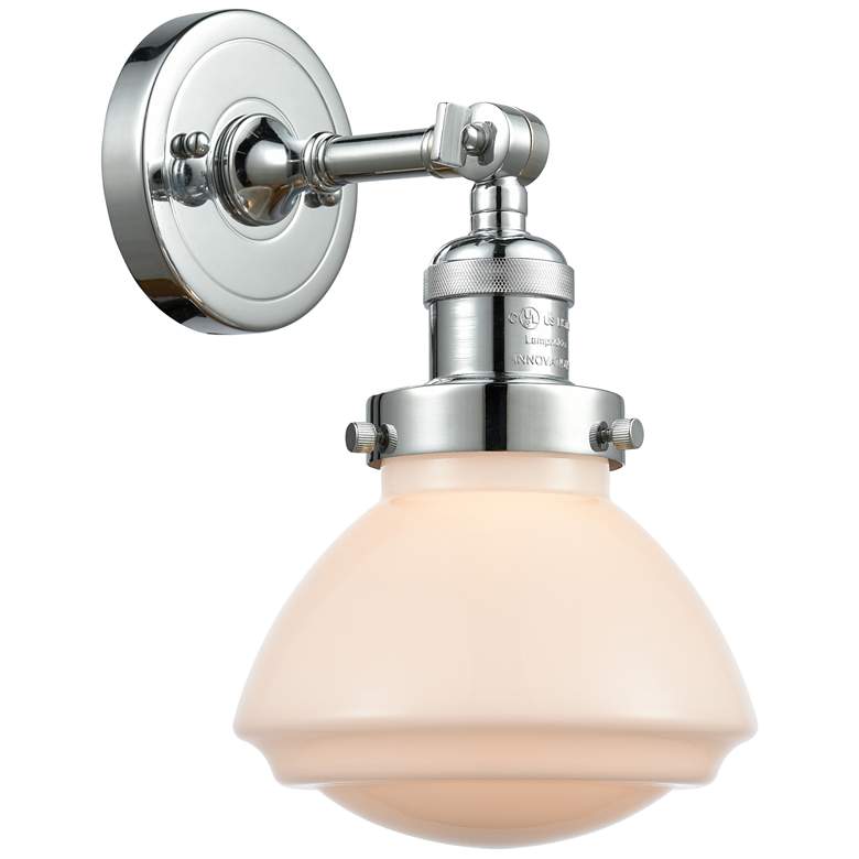 Image 1 Franklin Olean 7.75" High Polished Chrome Sconce w/ Matte White Shade