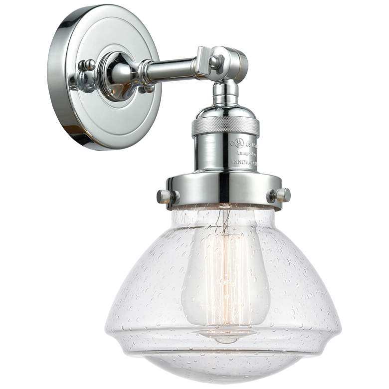 Image 1 Franklin Olean 7.75" High Polished Chrome Sconce w/ Seedy Shade
