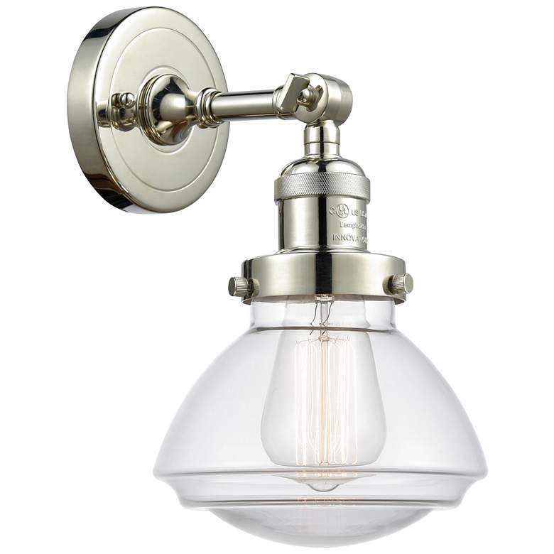 Image 1 Franklin Olean 7.75" High Polished Nickel Sconce w/ Clear Shade