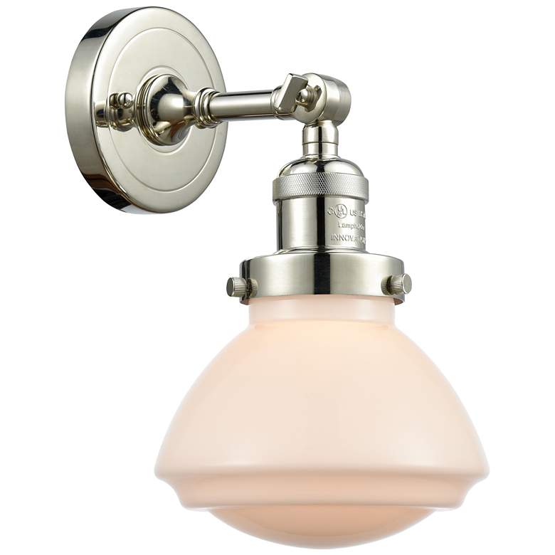 Image 1 Franklin Olean 7.75" High Polished Nickel Sconce w/ Matte White Shade