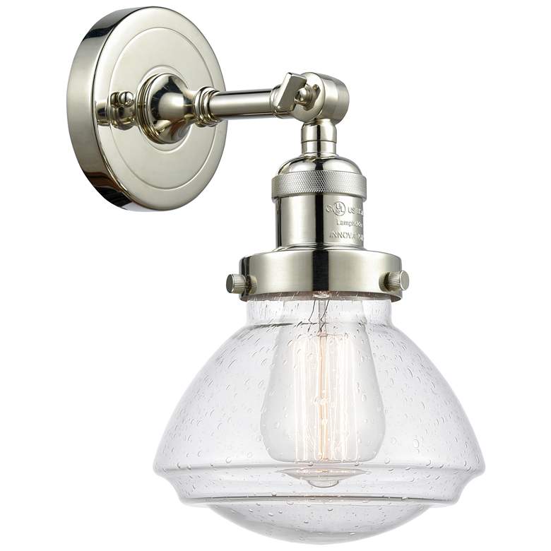 Image 1 Franklin Olean 7.75" High Polished Nickel Sconce w/ Seedy Shade