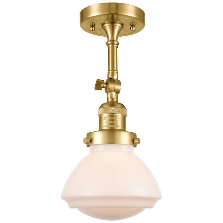 Image 1 Franklin Olean 7.75" High Satin Gold Sconce w/ Matte White Shade