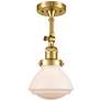 Franklin Olean 7.75" High Satin Gold Sconce w/ Matte White Shade