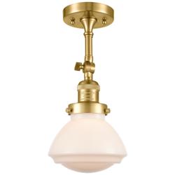 Franklin Olean 7.75" High Satin Gold Sconce w/ Matte White Shade